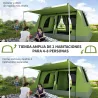 Tienda de Camping para 4-8 Personas con Mosquitera Gancho y Bolsa de Transporte Anti-UV 405x305x225 cm Verde - Ogal.Es