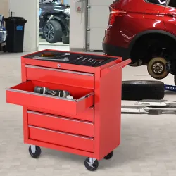 Caja Taller Carro de Herramientas con Ruedas Cerradura tipo Mueble de Almacenamiento para Taller Garaje y Hogar ... - Ogal.Es