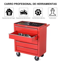 Caja Taller Carro de Herramientas con Ruedas Cerradura tipo Mueble de Almacenamiento para Taller Garaje y Hogar ... - Ogal.Es