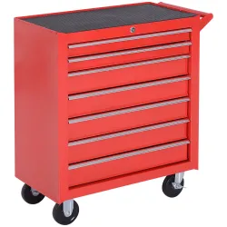 Carro de Herramientas con 7 Cajones y Ruedas Caja Taller Cerradura tipo Mueble de Almacenamiento 69x33x75cm Rojo - Ogal.Es