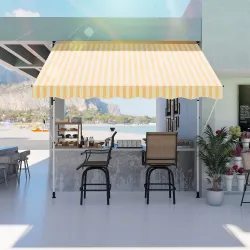 Toldo Manual Retráctil 300x150x170-280 cm con Altura Ajustable Manivela y Protección Solar para Terraza Naranja - Ogal.Es