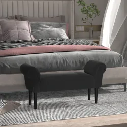 Banco Pie de Cama, Taburete Pie de Cama Tapizado en Lona con Patas de Madera, Reposabrazos y Asiento Acolchado, ... - Ogal.Es