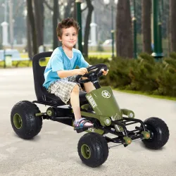 Go Kart Coche de Pedales Racing Deportivo con Asiento Ajustable Embrague y Freno para Niños 3-6 Años Carga 35kg ... - Ogal.Es