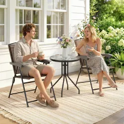 Conjunto Mesa y 2 Sillas Muebles para Jardín Exterior Patio Terraza Silla Plegable Respaldo Reclinable a 4 Nivel... - Ogal.Es