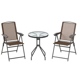 Conjunto Mesa y 2 Sillas Muebles para Jardín Exterior Patio Terraza Silla Plegable Respaldo Reclinable a 4 Nivel... - Ogal.Es