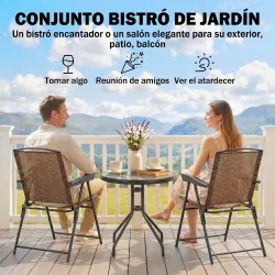 Conjunto Mesa y 2 Sillas Muebles para Jardín Exterior Patio Terraza Silla Plegable Respaldo Reclinable a 4 Nivel... - Ogal.Es