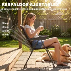 Conjunto Mesa y 2 Sillas Muebles para Jardín Exterior Patio Terraza Silla Plegable Respaldo Reclinable a 4 Nivel... - Ogal.Es