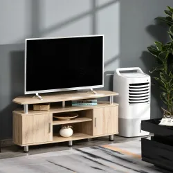Mesa para TV para Televisores de hasta 55 Pulgadas con 2 Puertas y 2 Estantes para Dormitorio 120x39,5x52 cm Roble - Ogal.Es