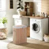Cesto para la Ropa Sucia Plegable con Tapa Cubo para la Colada Rectangular con Asas 40x30x60 cm Natural - Ogal.Es
