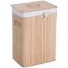 Cesto para la Ropa Sucia Plegable con Tapa Cubo para la Colada Rectangular con Asas 40x30x60 cm Natural - Ogal.Es