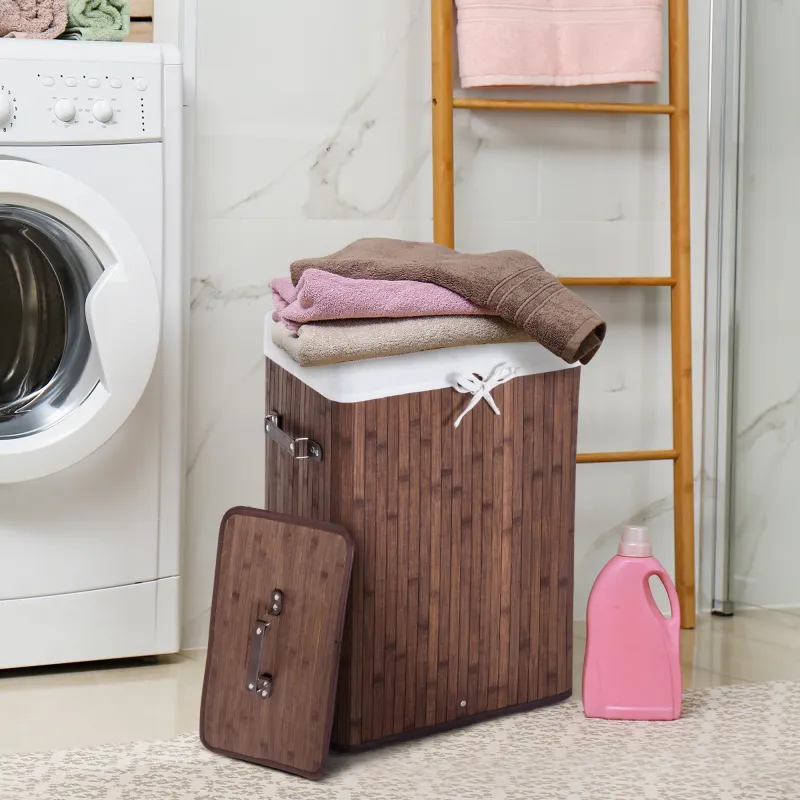 Cesto para la Ropa Sucia Plegable con Tapa Cubo para la Colada Rectangular con Asas 40x30x60 cm Marrón - Ogal.Es