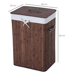 Cesto para la Ropa Sucia Plegable con Tapa Cubo para la Colada Rectangular con Asas 40x30x60 cm Marrón - Ogal.Es