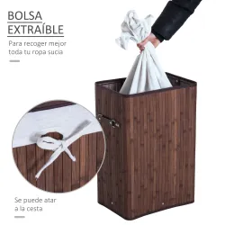 Cesto para la Ropa Sucia Plegable con Tapa Cubo para la Colada Rectangular con Asas 40x30x60 cm Marrón - Ogal.Es