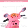 Coche Triciclo Moto Eléctrica Infantil Correpasillos a Batería Niños +3 años 6V Metal + PP 108x51x75cm Rosa - Ogal.Es