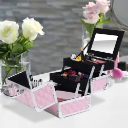 Maletín de Maquillaje Organizador Cosméticos Profesional Estuche de Maquillaje Caja de Belleza Portátil Con Espe... - Ogal.Es