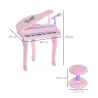 Piano Infantil 37 Teclas Teclado Electrónico Piano para Niños con Micrófono Taburete Luces y 22 Canciones USB/MP... - Ogal.Es