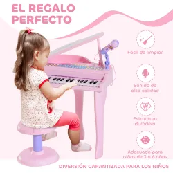 Piano Infantil 37 Teclas Teclado Electrónico Piano para Niños con Micrófono Taburete Luces y 22 Canciones USB/MP... - Ogal.Es