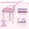 Piano Infantil 37 Teclas Teclado Electrónico Piano para Niños con Micrófono Taburete Luces y 22 Canciones USB/MP... - Ogal.Es