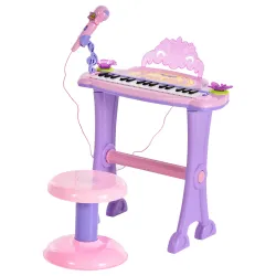Teclado Electrónico Infantil 32 Teclas Juguete Musical Piano Infantil Piano para Niños con Micrófono Taburete Lu... - Ogal.Es