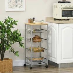 Carro Múltiusos de Cocina Baño con Ruedas 5 Niveles Carrito de Servicio Isla de Cocina Marco de Acero Carrito Au... - Ogal.Es
