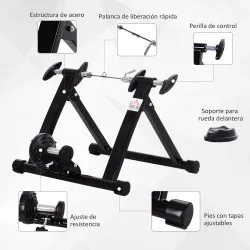 Rodillo de Bicicleta Entrenamiento Plegable con Resistencia Magnética para Ruedas de 26-28 Pulgadas Soporte Entr... - Ogal.Es