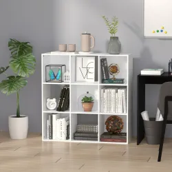 Estantería Librería 3 Niveles Armario de Almacenamiento 9 Cubos Estantería de Pie Separador de Habitación Estant... - Ogal.Es