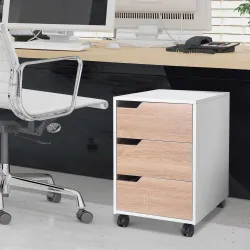 Cajonera de Oficina con Ruedas Mueble Archivador con 3 Cajones Cajonera para Escritorio Estudio 40x50x57,5 cm Ro... - Ogal.Es