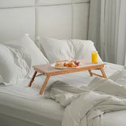 Mesa de Ordenador Portátil Bambú Bandeja de Cama Desayuno Plegable Reclinable Altura Ajustable Soporte Escritori... - Ogal.Es