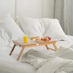 Mesa Plegable de Bambú, Mesa de Ordenador Portátil, para Cama y Sofá, Altura Ajustable, Cajón, Patas Plegables, ... - Ogal.Es