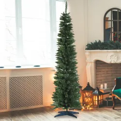 Árbol de Navidad Artificial Estrecho 180 cm con 390 Ramas y Base Desmontable Fácil de Montar Verde - Ogal.Es