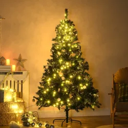 Árbol de Navidad Artificial Árbol de 180 cm con Luces Preinstaladas y Adornos Incluidos Ø112x180 cm Verde - Ogal.Es