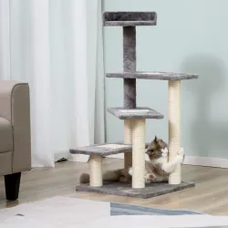 Árbol Rascador para Gatos 48,5x48,5x100 cm Centro de Actividad 3 Plataformas para Arañar Tablero Aglomerado Cubi... - Ogal.Es