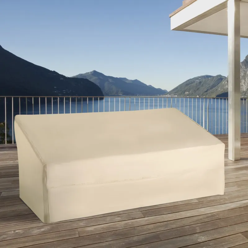 Funda Biege Impermeable para Banco 3 Plazas 218x111x101 cm Cubierta para Sofá o Mueble de Jardín - Ogal.Es