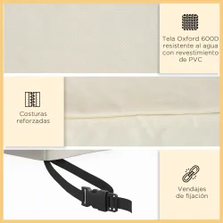 Funda Biege Impermeable para Banco 3 Plazas 218x111x101 cm Cubierta para Sofá o Mueble de Jardín - Ogal.Es