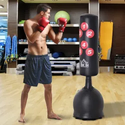 Saco de Boxeo de Pie 165 cm con Base Rellenable de Agua 22,5 kg o Arena 27,5 kg y Ventosas de Goma para Adultos ... - Ogal.Es