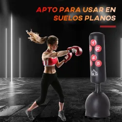 Saco de Boxeo de Pie 165 cm con Base Rellenable de Agua 22,5 kg o Arena 27,5 kg y Ventosas de Goma para Adultos ... - Ogal.Es