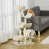 Árbol para Gatos 50x40x105 cm Árbol Rascador Grande Centro de Actividad Plataformas Tubo de Juego Sisal Natural - Ogal.Es