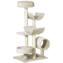 Árbol para Gatos 50x40x105 cm Árbol Rascador Grande Centro de Actividad Plataformas Tubo de Juego Sisal Natural - Ogal.Es