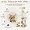 Árbol para Gatos 50x40x105 cm Árbol Rascador Grande Centro de Actividad Plataformas Tubo de Juego Sisal Natural - Ogal.Es
