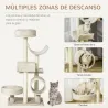 Árbol para Gatos 50x40x105 cm Árbol Rascador Grande Centro de Actividad Plataformas Tubo de Juego Sisal Natural - Ogal.Es