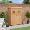 Armario de Madera para Exterior para Herramientas de Jardinería con Doble Puerta y Estantes 127,5x50x164 cm Natural - Ogal.Es