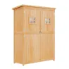 Armario de Madera para Exterior para Herramientas de Jardinería con Doble Puerta y Estantes 127,5x50x164 cm Natural - Ogal.Es