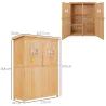 Armario de Madera para Exterior para Herramientas de Jardinería con Doble Puerta y Estantes 127,5x50x164 cm Natural - Ogal.Es
