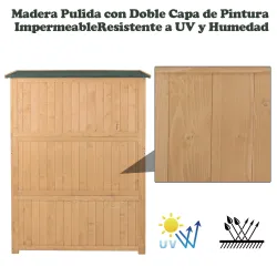 Armario de Madera para Exterior para Herramientas de Jardinería con Doble Puerta y Estantes 127,5x50x164 cm Natural - Ogal.Es