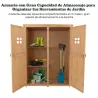 Armario de Madera para Exterior para Herramientas de Jardinería con Doble Puerta y Estantes 127,5x50x164 cm Natural - Ogal.Es