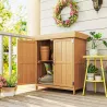 Armario de Jardín de Madera 74x43x88 cm Cobertizo Exterior para Almacenamiento de Herramientas Leñas con 2 Puert... - Ogal.Es