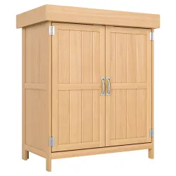 Armario de Jardín de Madera 74x43x88 cm Cobertizo Exterior para Almacenamiento de Herramientas Leñas con 2 Puert... - Ogal.Es