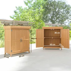 Armario de Jardín de Madera 74x43x88 cm Cobertizo Exterior para Almacenamiento de Herramientas Leñas con 2 Puert... - Ogal.Es