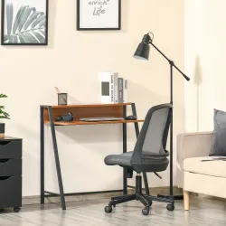 Escritorio Mesa de Ordenador 84x45x85cm con Encimera de Madera y Patas de Metal Estilo Moderno para Oficina Nogal - Ogal.Es