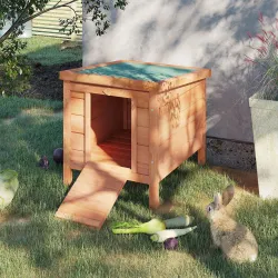 Conejera de Madera Exterior Jaula Caseta para Roedores Mascotas Pequeñas con Techo Asfáltico Se Puede Abrir y Ra... - Ogal.Es
